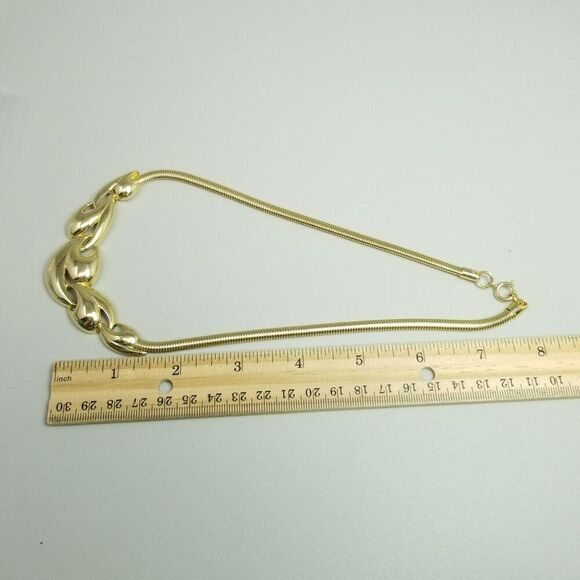 Vintage Trifari Kunio Matsumoto Necklace Abstract Gold Tone Collar Omega Chain - Picture 8 of 10